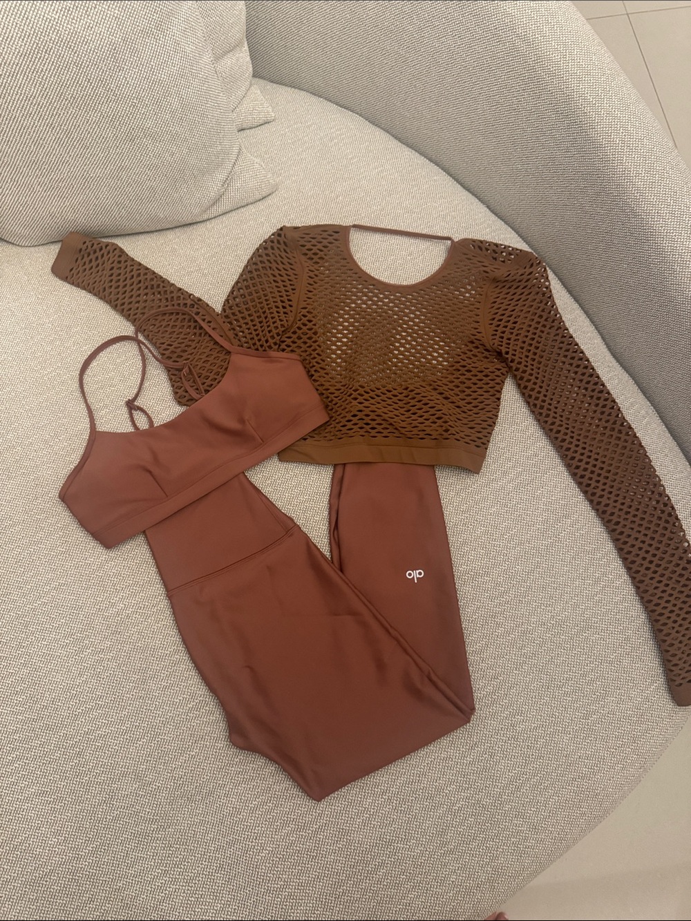 Alo Mesh Long-Sleeve Crop Top & Matching Active Set